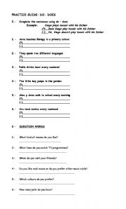 English Worksheet: PRESENT SIMPLE (INTERROGATIVE AND NEGATIVE FORM)