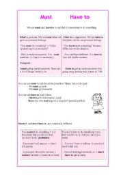 English Worksheet: must or  have to