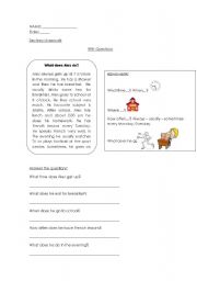 English Worksheet: reading com/ wh questions