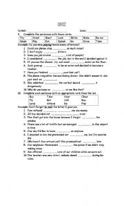 English Worksheet: Gerunds or Infinitives.