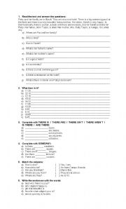 English Worksheet: Test for beginners with hours, feelings,  some/any, there to be, text, wh-questions, etc.