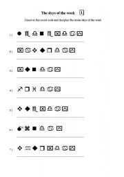 English Worksheet: The days of the week