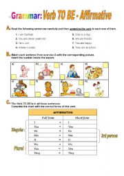 English Worksheet: Verb TO BE - AFFIRMATIVE