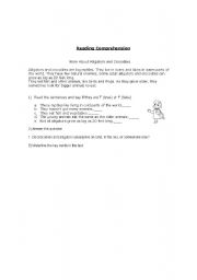 English Worksheet: Reading Comprehension