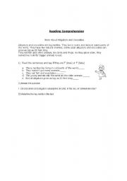 English worksheet: Reading Comprehension