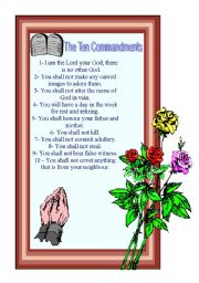 English Worksheet: The ten commandments