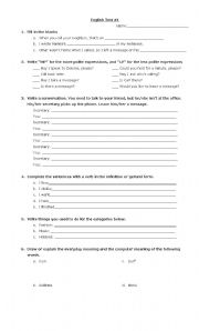 English Worksheet: English Test