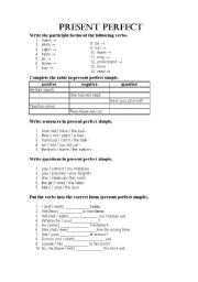 English Worksheet: PRESENT PERFERT EXERCISE