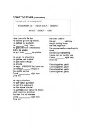 English Worksheet: COME TOGETHER