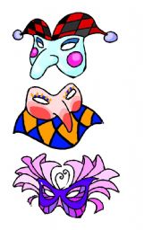 English Worksheet: Three masks for Halloween and Carnival