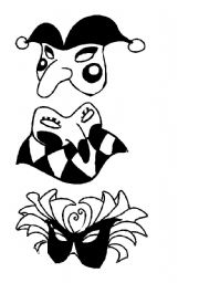 English Worksheet: Three masks for Halloween and Carnival - greyscale