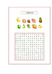 English Worksheet: Fruit Wordsearch 