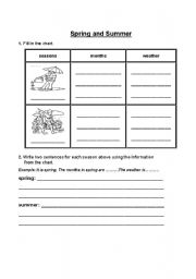 English worksheet: Seasons and Weather