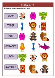 English Worksheet: Animals