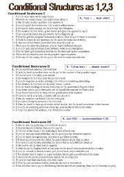English Worksheet: Conditional structures of all types
