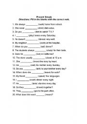 English Worksheet: simple present