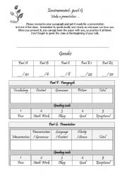 Environment packet part G and grading sheet