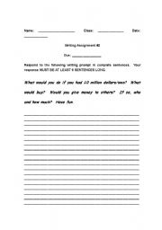 English Worksheet: Writing Assignments (Theyll want to do!)