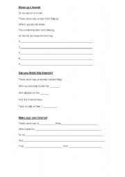 English worksheet: Worksheet to accompany Limericks powerpoint