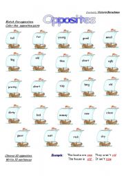 English Worksheet: Opposites Boats