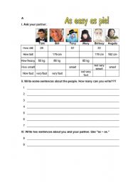 English Worksheet: As as Information Gap 1 of 2