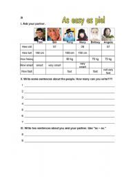 English Worksheet: As as Information Gap 2 of 2