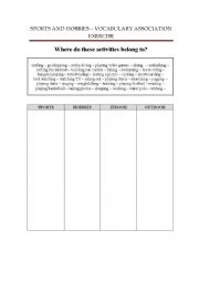 English worksheet: Sports, family hobbies