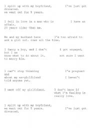 English worksheet: relationships- agony aunt