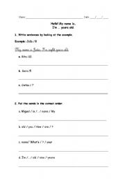 English worksheet: Introduce youself