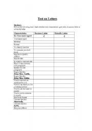 English worksheet: Test on Letter Formats