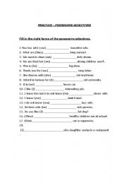 Worksheet - Possessive Adjectives