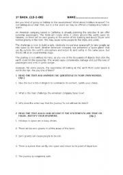 English Worksheet: TEXT AND REVISION EXERCISES 1 BACH