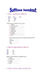 English Worksheet: Suffixes