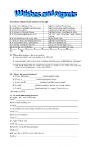 English Worksheet: whishes and regrets