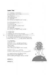 English Worksheet: Lemon Tree (song)