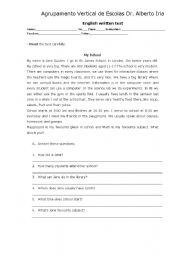 English Worksheet: My school