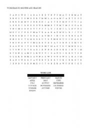 English worksheet: WORDSEARCH: MONTHS AND SEASONS