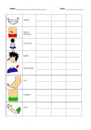 English worksheet: BODY PARTS: WRITE THE WORDS - PART 1