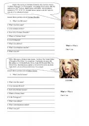 English Worksheet: Cristiano Ronaldo and Britney Spears