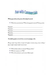 English Worksheet: fun with commercials