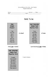 English worksheet: Verb to - Simple past