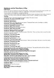 English Worksheet: Goldilocks and the Three Bears: A Play