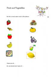 English worksheet: Fruit and vegetables