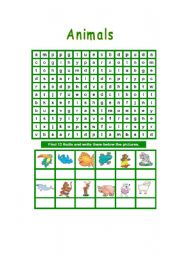 ANIMALS WORDSEARCH