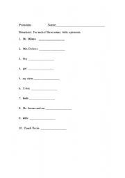 English worksheet: Pronouns