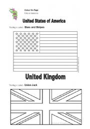 English Worksheet: The flags from USA and UK
