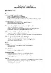 English Worksheet: Shakespeares tragedies project work