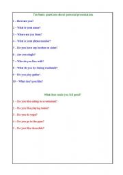English Worksheet: Question for a group conversation