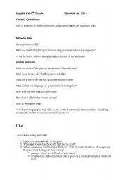 English worksheet: Macbeth III,4