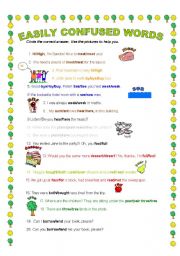 English Worksheet: Easily  Confused Words, part 1 (2 pages)